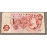 A Bank of England ten shilling note.