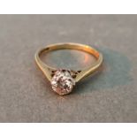 A hallmarked 9ct gold diamond solitaire ring, gross wt. 1.8g.