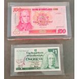 2 Bank of Scotland banknotes encapsulated in acrylic block