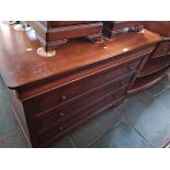 A French style cherry wood chest of drawers, width 114cm, depth 50cm & height 82cm.