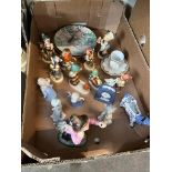 A box of ceramics including Hummel figures, Flower Fairy plates and a Royal Belvedere Vienna