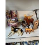 A mixed group of collectables and ceramics including Beswick animals, Sylvac, Carlton ware, vases