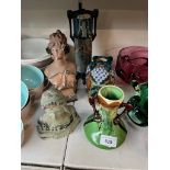 Various ceramic items including Jugenstil vase, New Moravian pottery made in Austria, 2 vintage