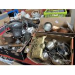 3 boxes of metalware to include copper, brass, platedware, pewter, etc.