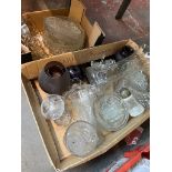 Two boxes of glassware