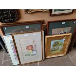 Various pictures including pastels ( 5 x Aln Cownie), a watercolour etc.