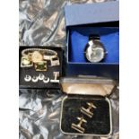 Assorted jewellery and watches including a pair of cuff links marked .925