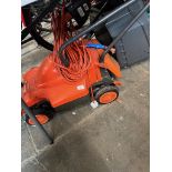 A Flymo Venturer Turbo 350 lawnmower with grass box