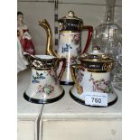 A Japanese porcelain 3 piece tea set with enamel decoration.