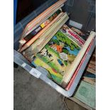 A box of annuals and comics to include Beano, Victor, Look-In, etc.