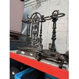 3 cast metal umbrella / stick stands, etc.