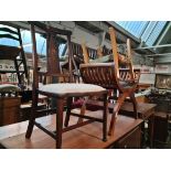 Three pieces of furniture comprising an Ancient Mariner X-frame stool, an Edwardian inlaid chair and