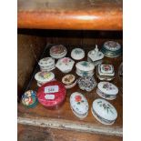 16 trinket boxes - makers include Halcyon Days, Herend, Limoges etc