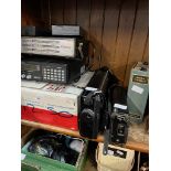 A collection of short wave, multi-band radios, scanner receivers including Realistic, Cossor,