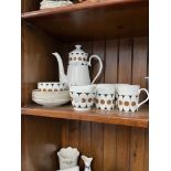 Retro 15 piece coffee set including pot, made in England by Royal Stafford