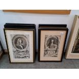 Jacobus Houbraken (1698-1780), a group of twelve copper plate engravings from "The Heads of