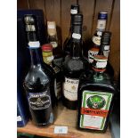 Selection of alcoholic beverages to include Captain Morgan, Southern Comfort, Drambuie,