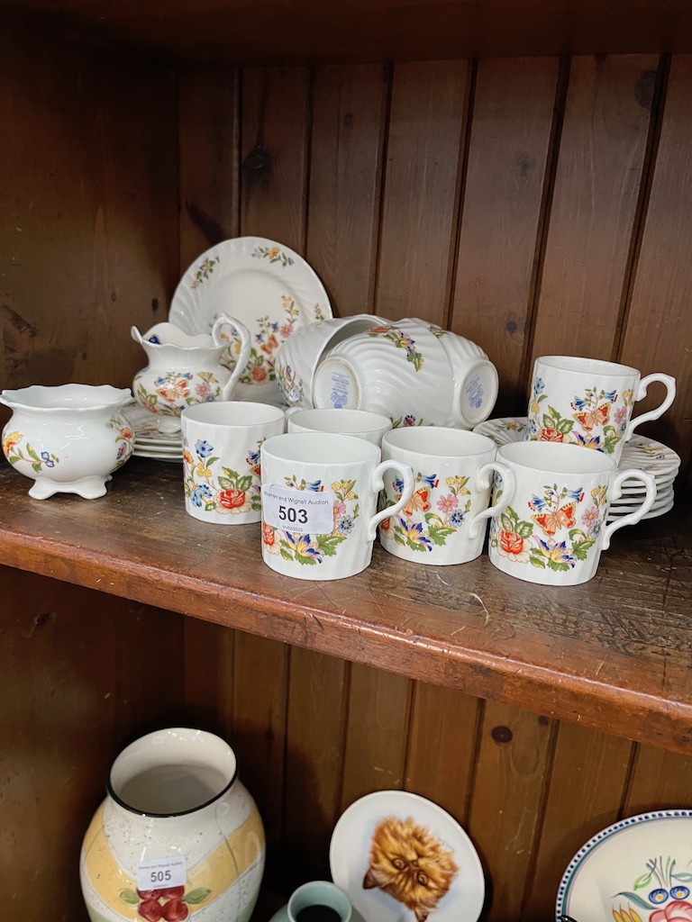 Aynsley Cottage Garden tea and coffee wares including cream jug and sugar basin