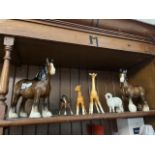 Beswick animals - 4 horses, giraffe and a sheep