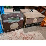 A GPO Maestro turntable / radio and a Bush bakelite radio.