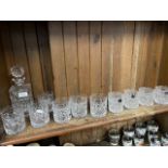 4 Stuart Crystal large whisky glasses in Sandringham design with 6 large tumblers and decanter