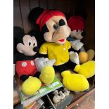 3 Mickey Mouse soft toys and 6 Disney Mickey Mouse magazines / comics.