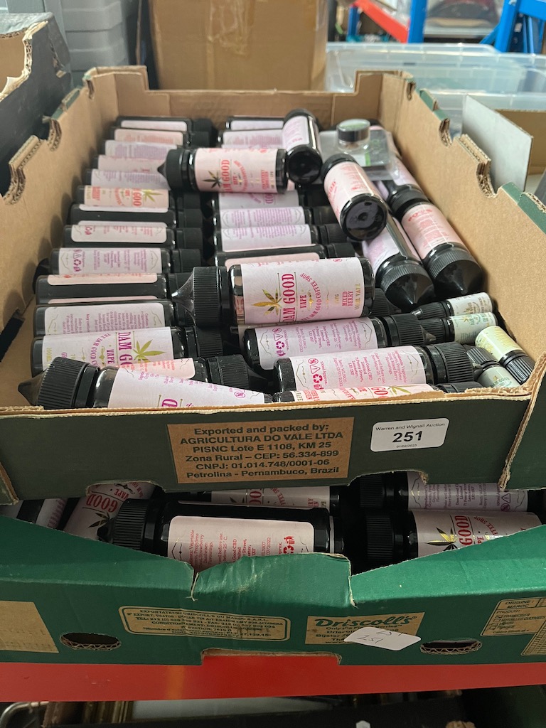 Two boxes of 100ml CBD vape liquid, various flavours.