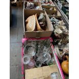 Three boxes of pottery and glassware