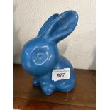 A ceramic rabbit in blue, signed Dorothy Ware, Bourne, Denby England