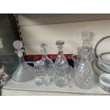 5 decanters, boxed set of 6 whisky glasses, wine cooler etc