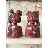 2 oriental hardwood Balinese head models