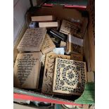 A box of craft printing blocks