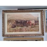 John Pedder (1850-1929), watercolour, cattle, 75cm x 42cm, signed J P to lower right, framed and
