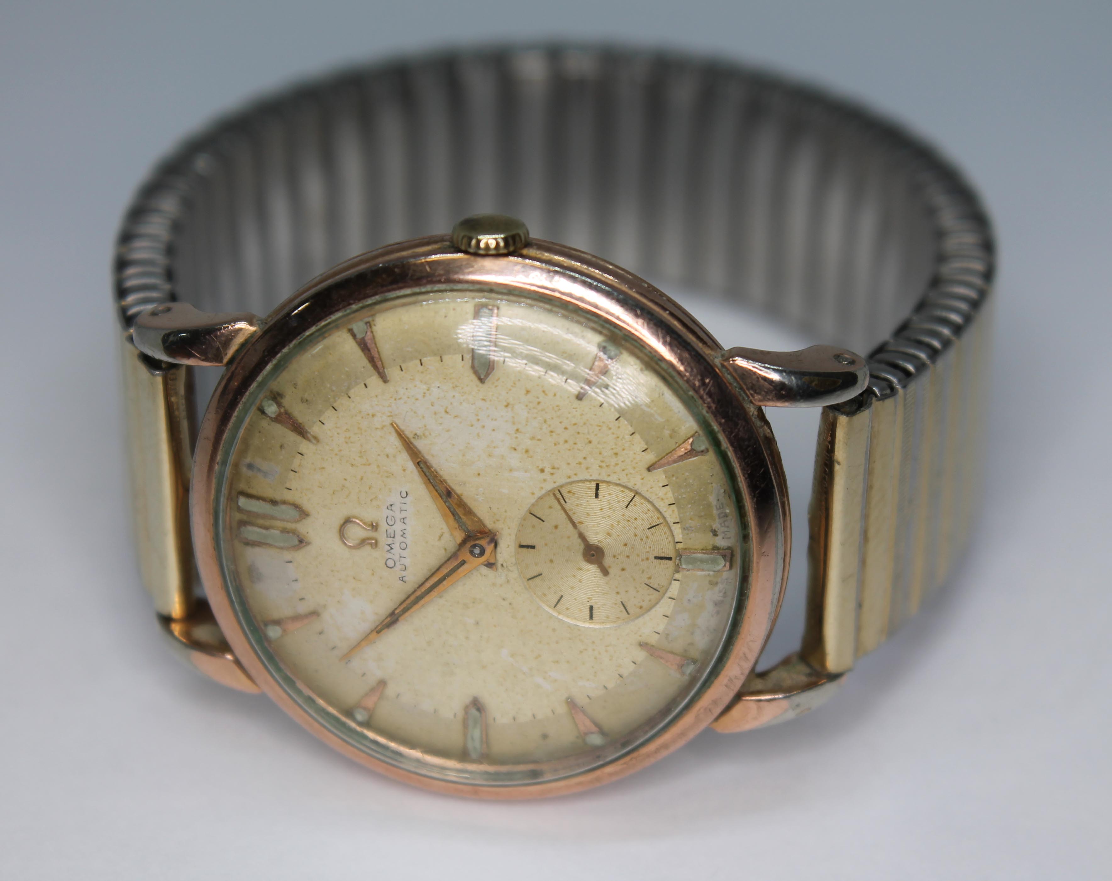 A vintage gold plated Omega automatic wristwatch, ref. 2398, cal. 332, signed champagne dial with - Image 3 of 3