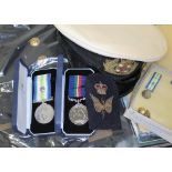 Falklands War pair comprising South Atlantic medal with miniature and Merchant Navy medal awarded to