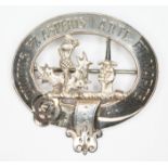 A Scottish provincial clan badge, early 20th century, of oval belted garter form with latin motto '