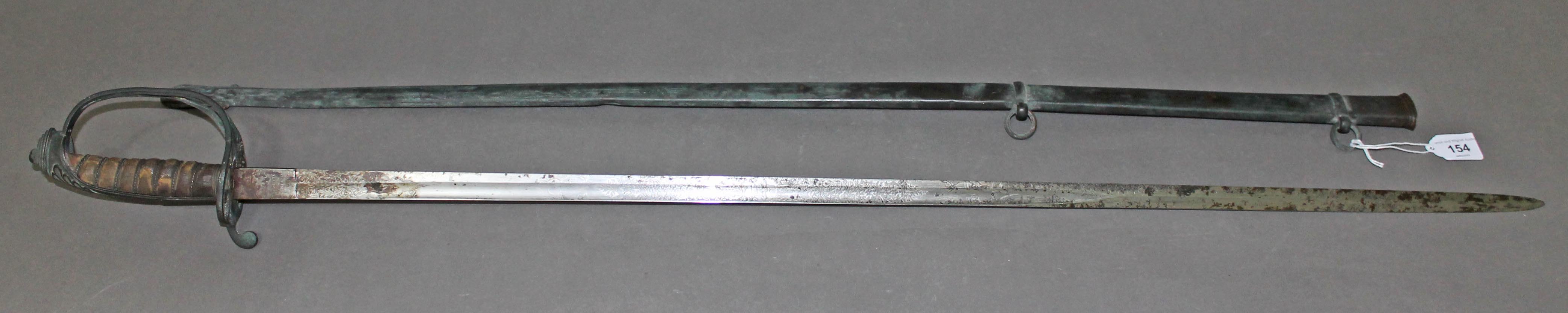 A British 1845 pattern infantry officer's sword by Henry Wilkinson, single fullered etched curved - Image 7 of 13