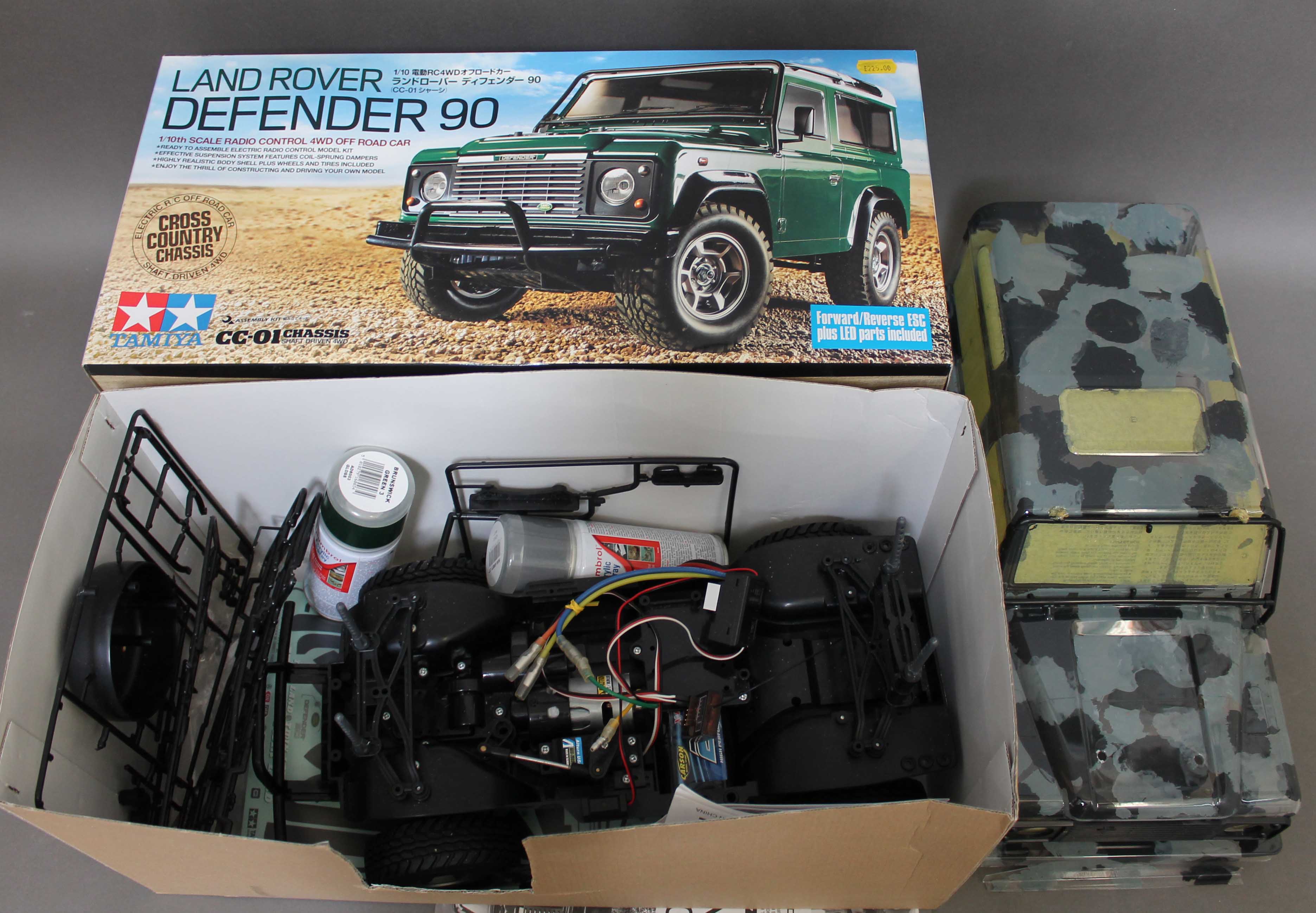 A part built Tamiya Land Rover Defender 90 58657