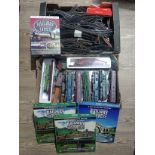 2 boxes of model railway item to include locomotives, rolling stock, large quantity of track and