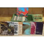 A box containing approx. 90 LPs, rock, folk and pop including Jethro Tull, Uriah Heep, Pink Floyd,