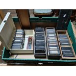 4 wooden boxes containing various magic lantern slides, mainly 1900s - 1920s.