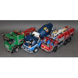 A group of three Lego Technic models comprising Cement Mixer Truck, 24/7 Recovery Service Truck