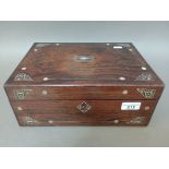 A 19th century rosewood and mother of pearl sewing box.