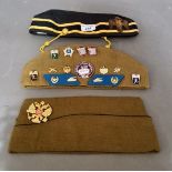 Two Russian military / pilot's caps with various badges / pins to include Imperial Russian cap badge