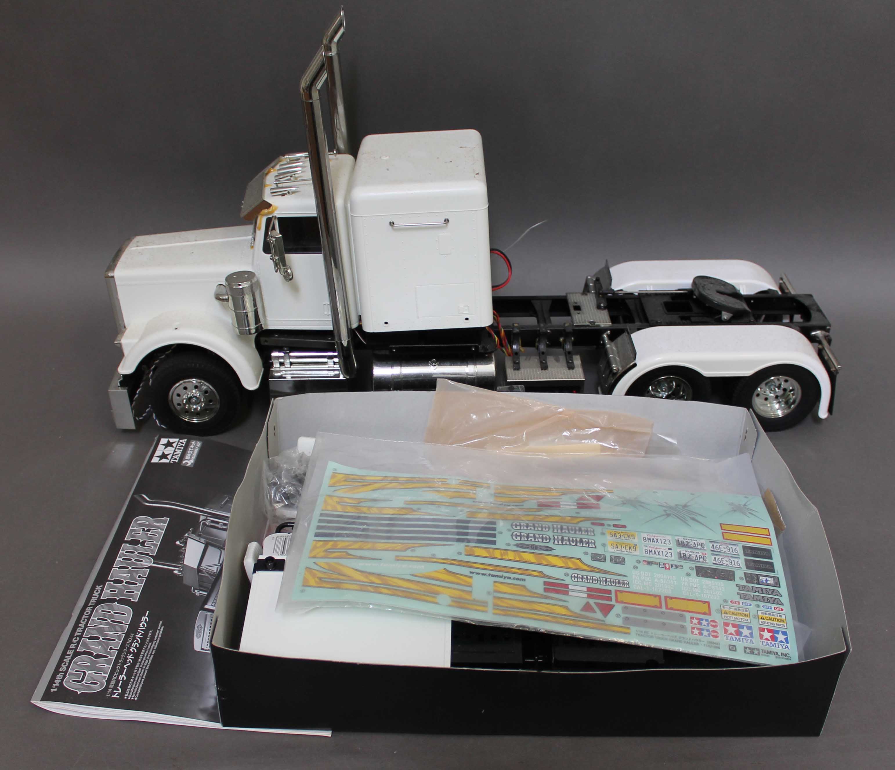 A part built Tamiya Grand Hauler