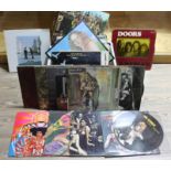 A box of approx. 60 assorted LPs, rock and pop, including Jimi Hendrix, Jethro Tull, The Doors,