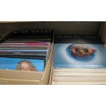 Two boxes of assorted LPs, approx. 120, mainly 1970s and later.