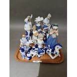 A collection of ceramic figures to include 2 Nao, 4 Lladro, 1 Tengra, 4 Royal Copenhagen and 8