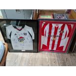 2 signed football shirts, Sunderland a.f.c. & Fulham f.c., both framed and only fulham glazed.