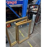 Two gilt framed mirrors and a mahogany framed mirror.